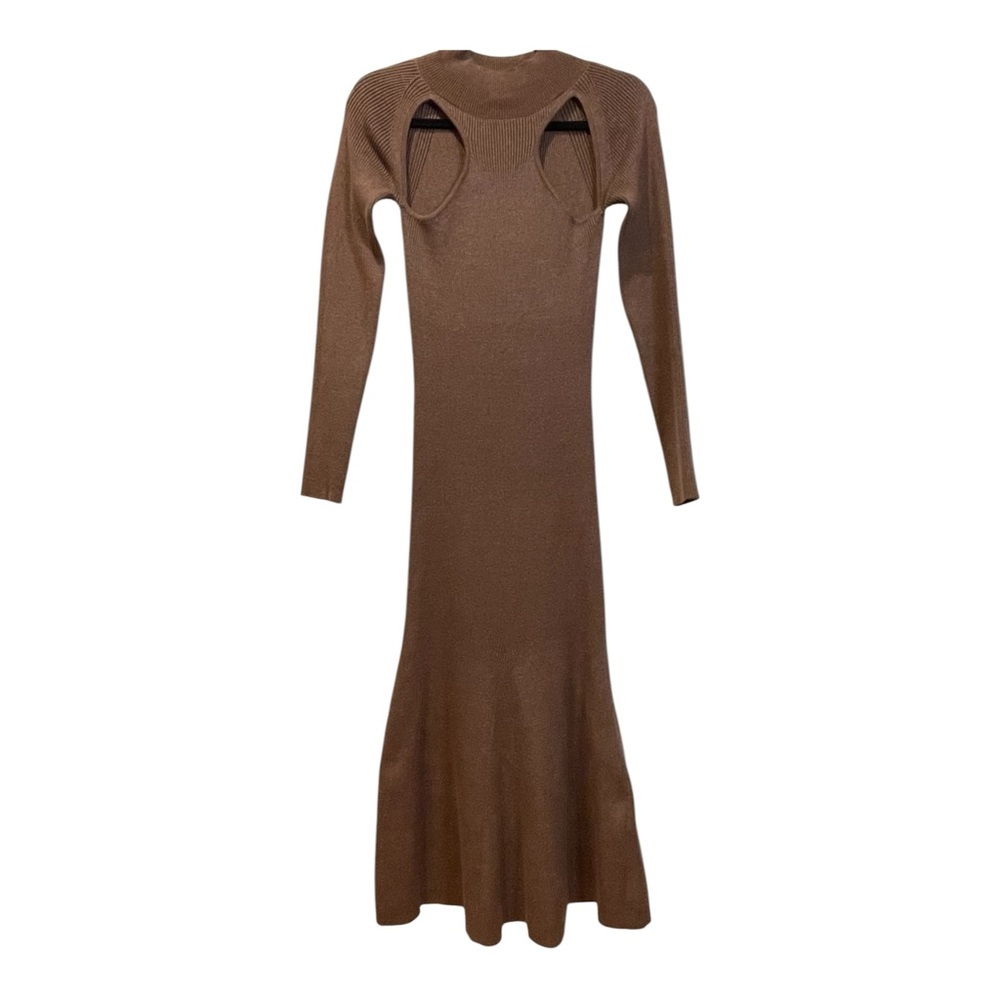 Astr Brown Cutout Midi Dress - Picture 2 of 6